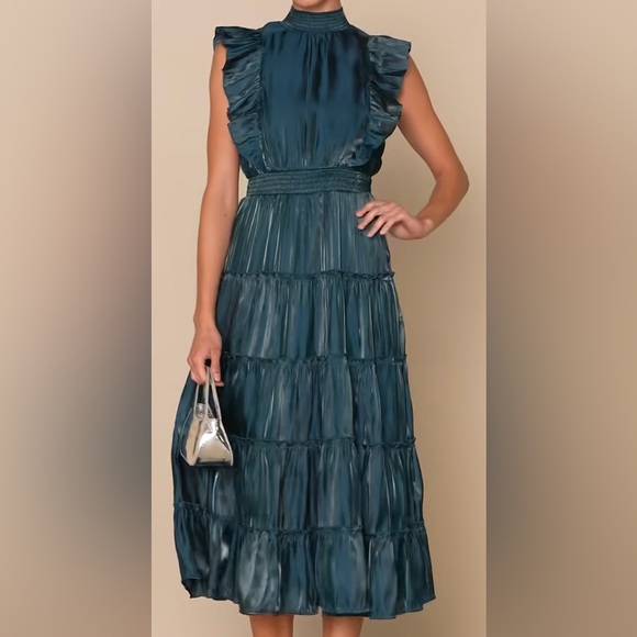 Lulu's Teal Maxi Dress - Picture 3 of 12